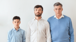 man with his father and son considers the effects of generational trauma