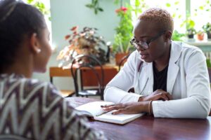 A woman sees a therapist for anxiety treatment in Glen Burnie, MD.