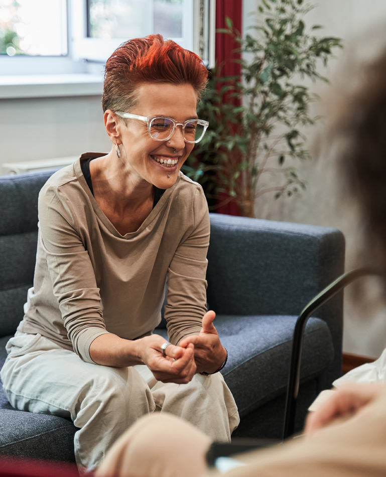 Woman smiling in counseling session